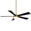 Wac 5-Blade Smart Ceiling Fan 54" Sat" Brass Matte Black w/3000K LED Light Kit and Remote Control F-053